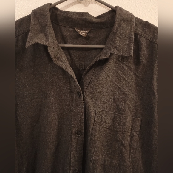 Eddie Bauer Women's 100% Cotton Gray Long Sleeve Flannel Shirt T2XL Tall - Picture 4 of 8